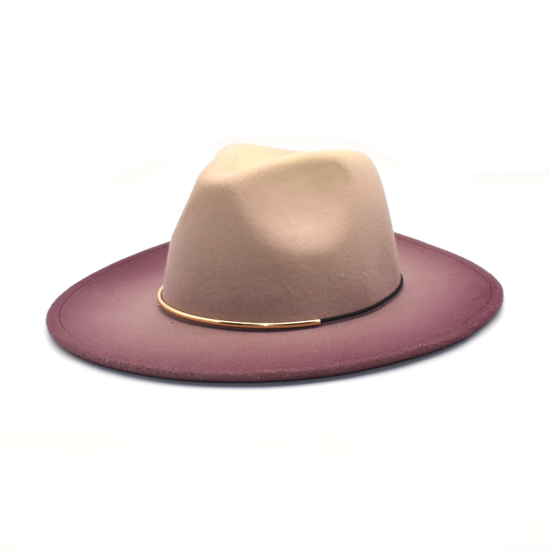 Fedora Hat Wool - Gradient Large Brim Wool Vintage Felt