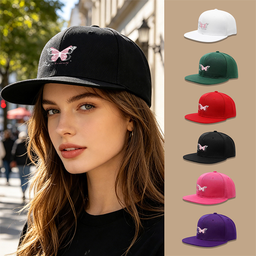 Snapback Hat Flat - 1PC Butterfly Embroidery Snapback Hat Women