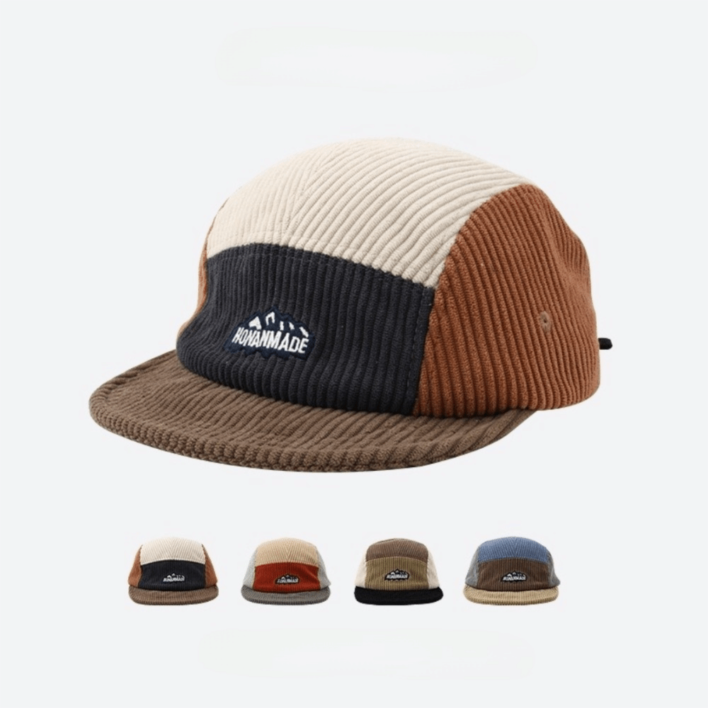 Corduroy Cap 5 Panel - Retro Corduroy Baseball Cap Japanese Style