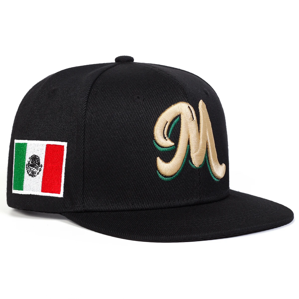 M Letter Embroidered Snapback  - Snapback Hat Flat 리뷰 및 가격