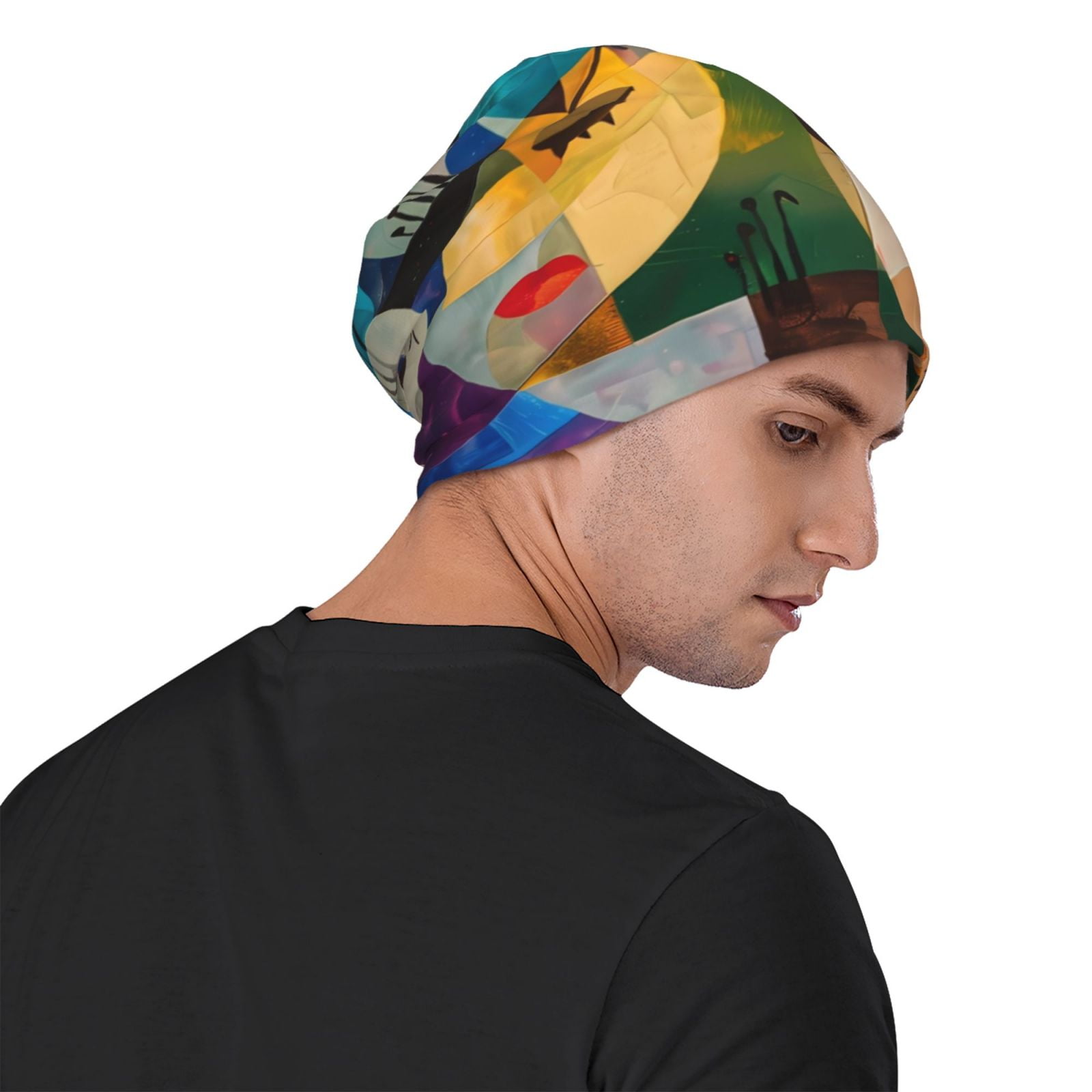 Abstract Musical Faces Printed - Beanie Cuffed Knit 리뷰 및 가격