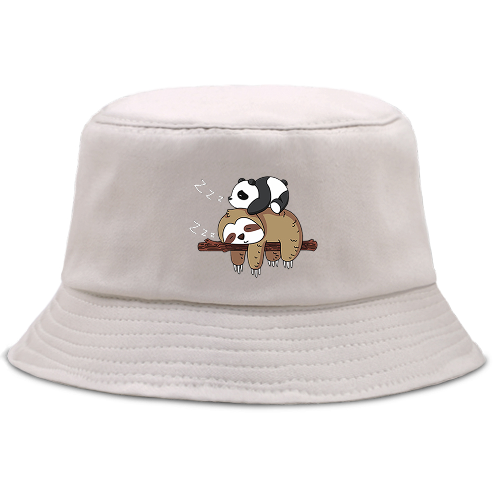 Lazy Panda And Sloth Cartoon P - Bucket Hat Cotton 리뷰 및 가격