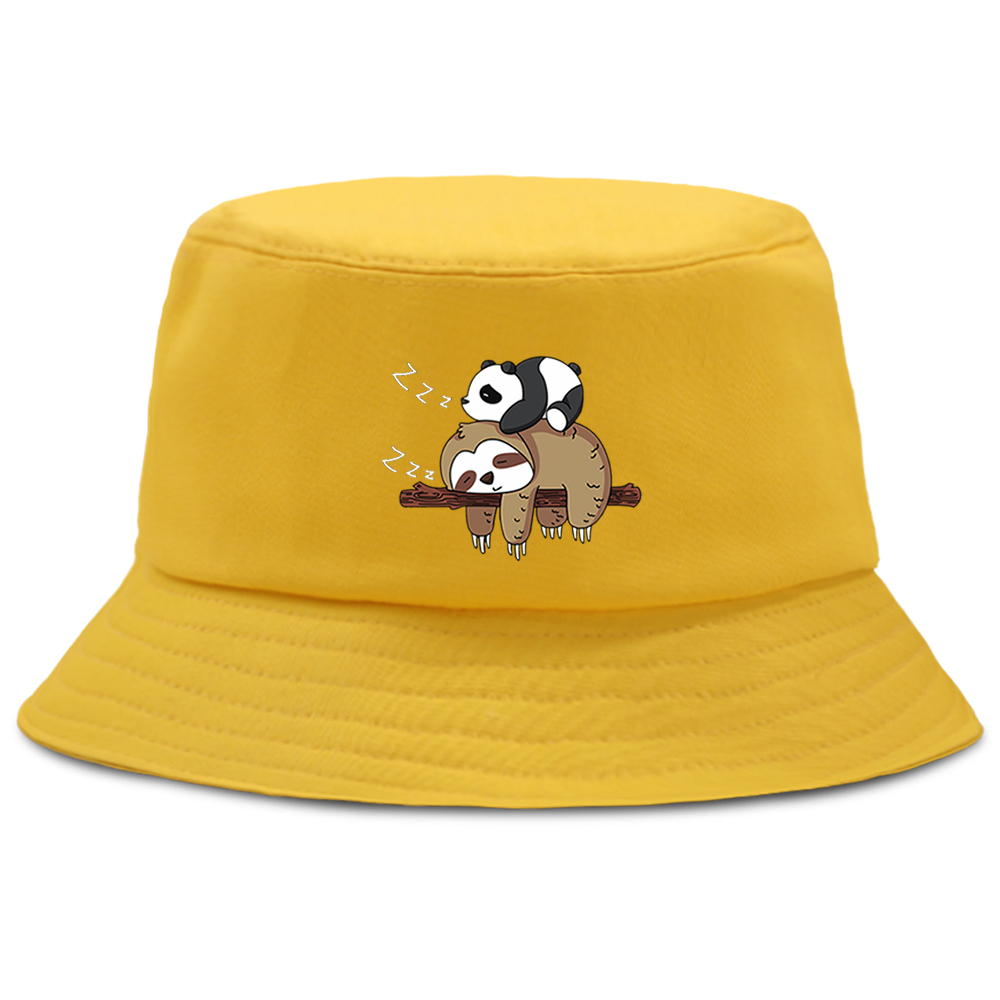 Lazy Panda And Sloth Cartoon P - Bucket Hat Cotton 리뷰 및 가격