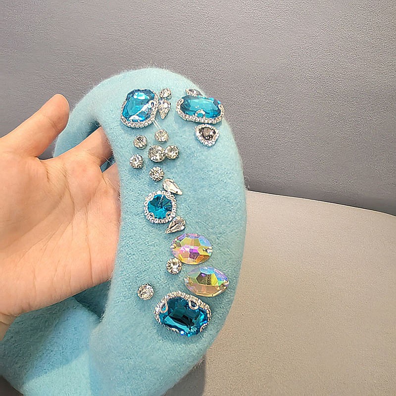 French Beret Thick Rhinestone  - Beret French Wool 리뷰 및 가격