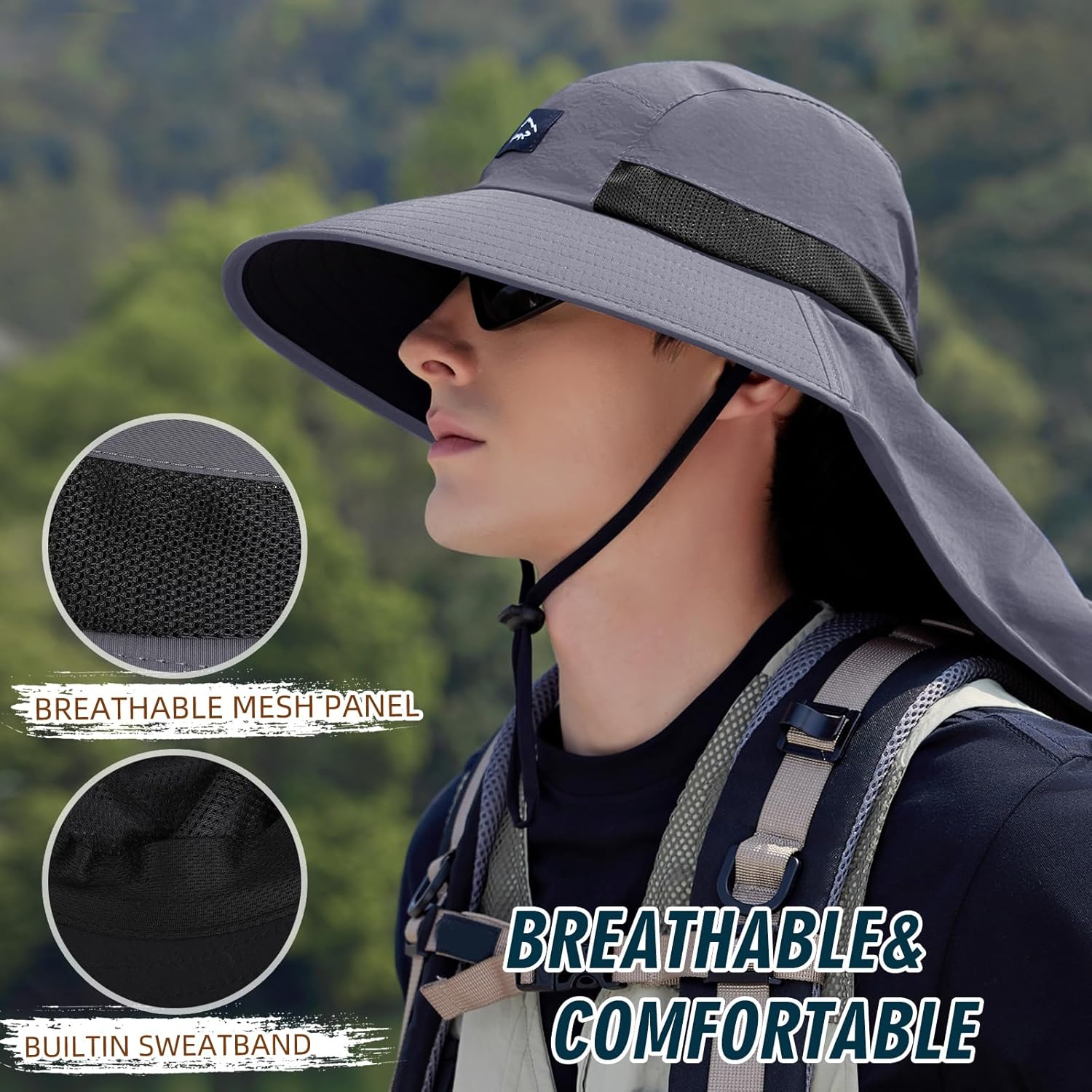 UPF50+ Sun Hat with Neck Flap, - Sun Hat Wide Brim 리뷰 및 가격