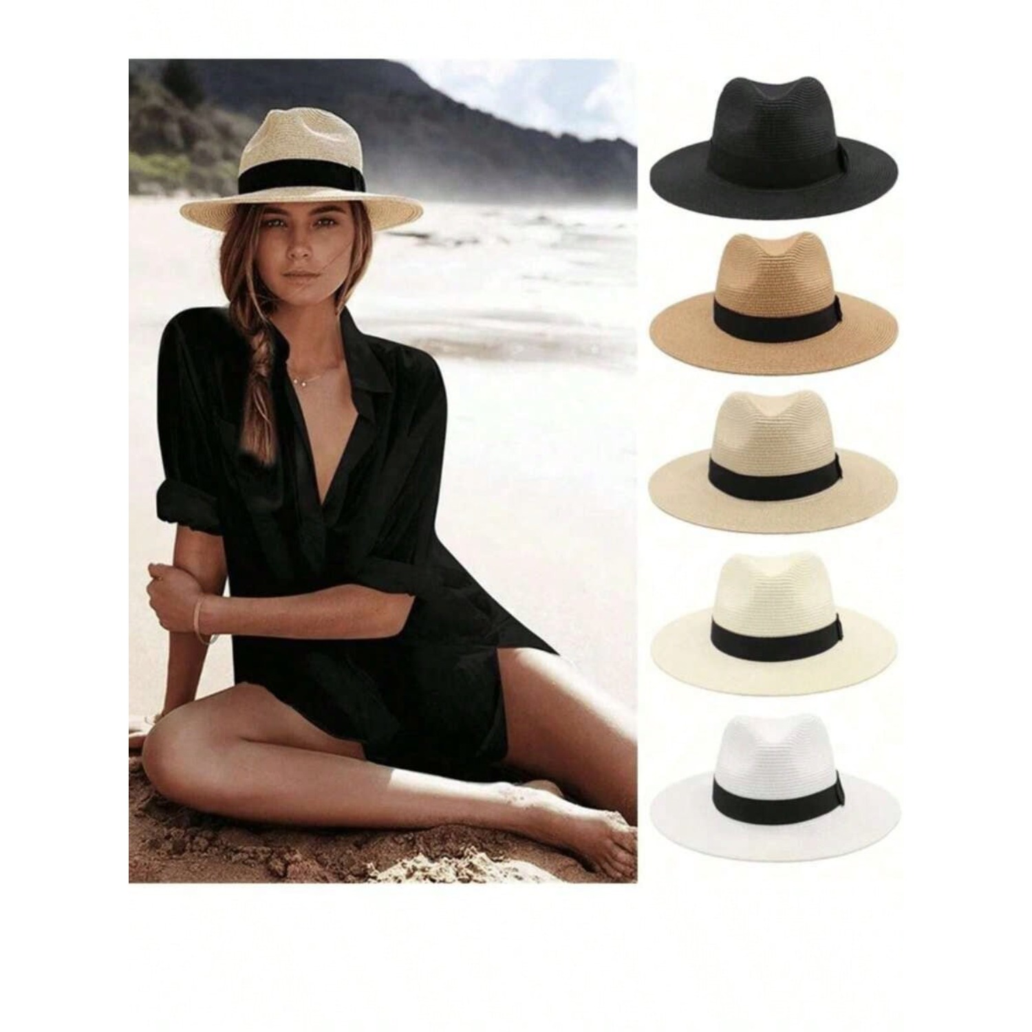 1 X Jazz Style Panama Hat with - Cowboy Hat Straw 리뷰 및 가격