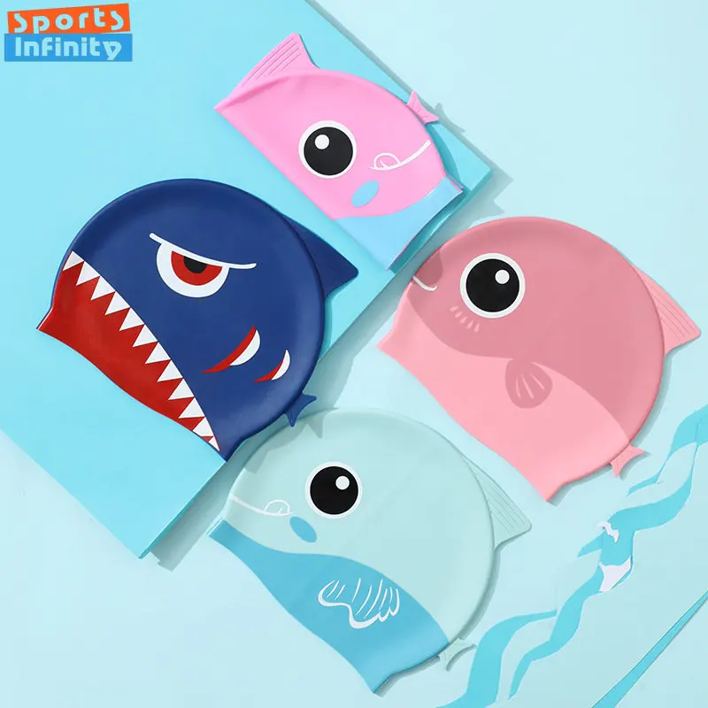Cartoon Cute Fish Shark Silico - Swim Hat Silicone 리뷰 및 가격